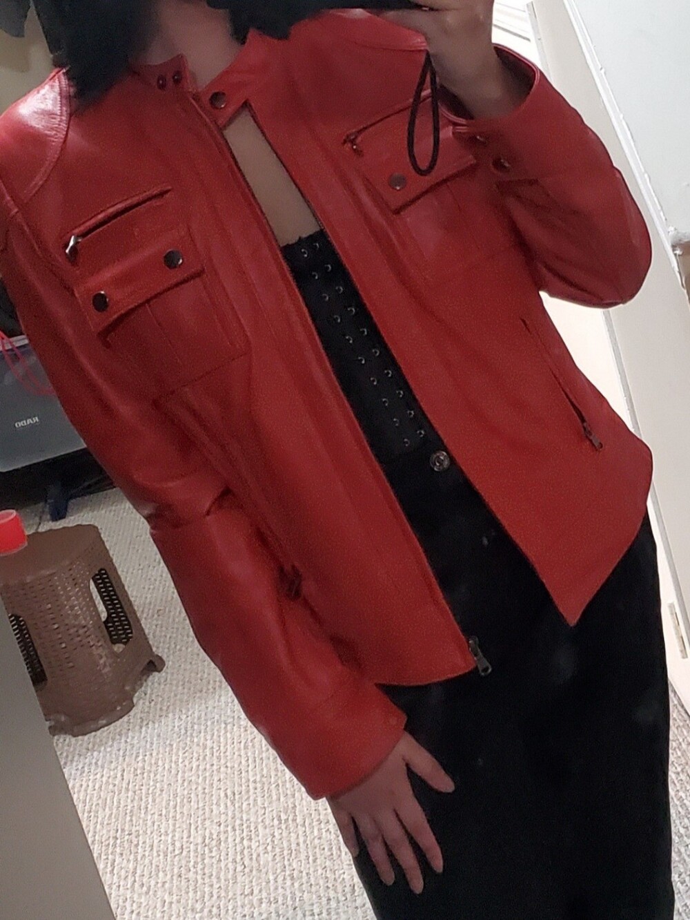Genuine Leather Katherine Barclay Jacket - Red